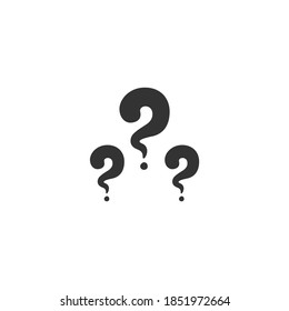 Icono de signo de signos de interrogación dibujado a mano. Ilustración vectorial plana aislada en blanco. Pictograma blanco y negro.  Símbolo de pregunta. Logo de la curiosidad. Pistas y tintes. Preguntas y respuestas.