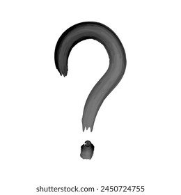 Hand drawn question mark.Watercolor black question isolated on transparent background.Hand-painted question symbol.ask question sign,logo,icon.Vector illustration EPS 10. 3D Illustration