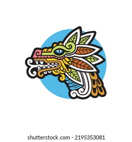 hand drawn quetzalcoatl head mexican god aztec graphic