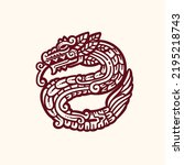 hand drawn Quetzalcoatl mexican god aztec graphic