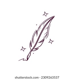 Hand Drawn Quill Pen. Doodle Vector Sketch Illustration