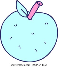 hand drawn quirky cartoon apple in bright neon colors