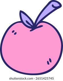 hand drawn quirky cartoon apple in bright neon color