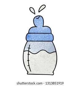 hand drawn quirky cartoon baby milk bottle