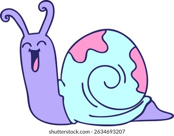 hand drawn quirky cartoon butterfly in bright neon colors