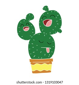 hand drawn quirky cartoon cactus