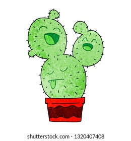 hand drawn quirky cartoon cactus