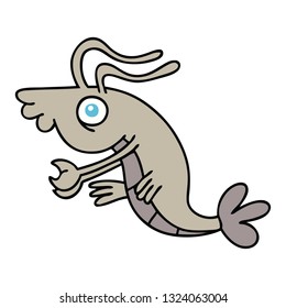 hand drawn quirky cartoon crayfish