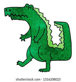 hand drawn quirky cartoon crocodile