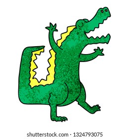 hand drawn quirky cartoon crocodile