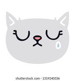 hand drawn quirky cartoon crying cat