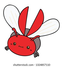hand drawn quirky cartoon flying beetle