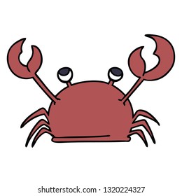 hand drawn quirky cartoon happy crab