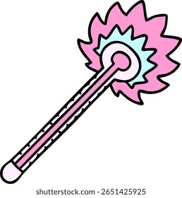hand drawn quirky cartoon hot thermometer in bright neon color