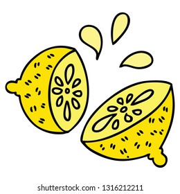 hand drawn quirky cartoon lemon