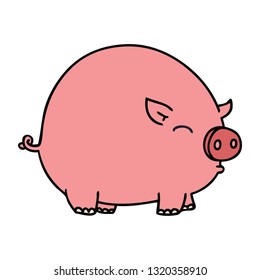 hand drawn quirky cartoon pig