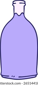 hand drawn quirky cartoon red wine bottle in bright neon color