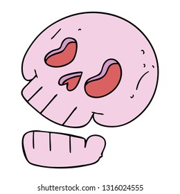 hand drawn quirky cartoon skull