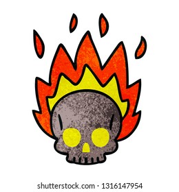 hand drawn quirky cartoon skull