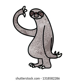 hand drawn quirky cartoon sloth