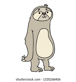 hand drawn quirky cartoon sloth