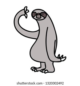 hand drawn quirky cartoon sloth