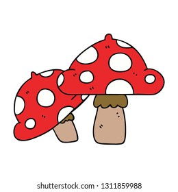 hand drawn quirky cartoon toadstools