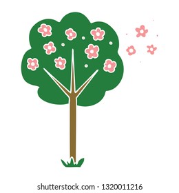 árbol de caricatura peculiar dibujado a mano