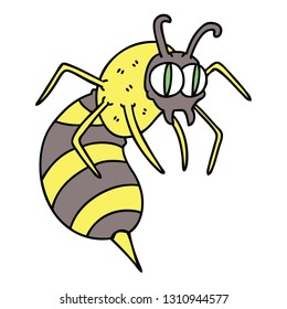 hand drawn quirky cartoon wasp
