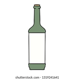 hand drawn quirky cartoon wine bottle