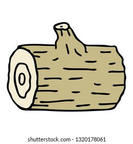 hand drawn quirky cartoon wooden log