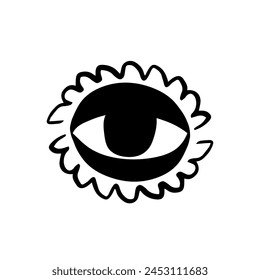 Dibujado a mano ojo de estilo peculiar, elemento de garabato abstracto, logotipo, icono, Clipart, ilustración de pegatina