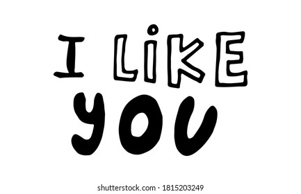 Hand drawn quotation about love. Handwritten text isolated on white background. Lettering composition for valentine's day greeting card or poster