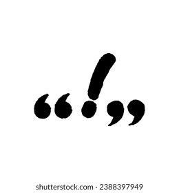 hand drawn quotation mark and exclamation symbol