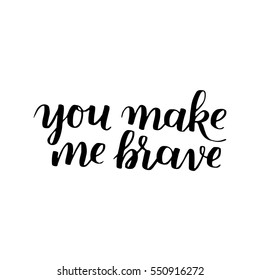 hand drawn quote about courage and braveness. Be brave be wild phrases for card or poster. Vector inspirational quote. Black Ink illustration on white isolated background. Boho saying for your design
