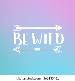 hand drawn quote about courage and braveness. Be brave phrases for card or poster. Vector inspirational quote. Ink illustration on dreamy gradient background. Boho saying for your design.