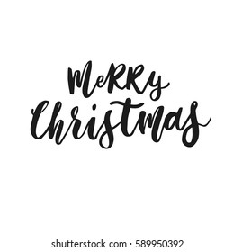 Hand drawn quote and catchword for your design. Merry christmas. Unique brush pen lettering. Can be used for print (bags, posters, cards, stationery) and like overlays in social media.