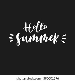 Hand drawn quote and catchword for your design. Hello Summer. Unique brush pen lettering. Can be used for print (bags, posters, cards, stationery) and like overlays in social media.