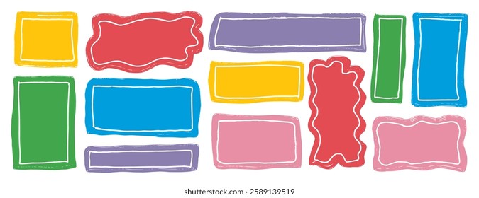 Hand drawn quote frame set template. funny speech bubbles. Empty flat colorful shape text box. Vector illustration