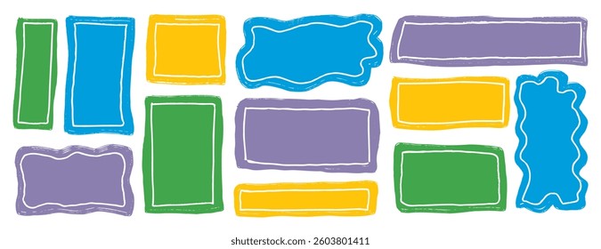 Hand drawn quote frame set template. funny speech bubbles. Empty flat colorful shape text box. Vector illustration