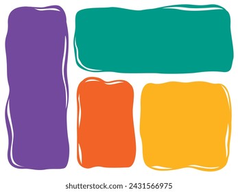 Hand drawn quote poster set. Isolated text box. Color empty speech bubbles. Vector illustration