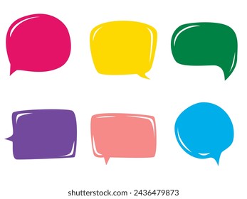 Hand drawn quote poster set. Isolated text box. Color empty speech bubbles. Vector illustration