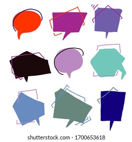 hand drawn Quotes frames. Quote remark, mention quotations frame and text template. Talk remark quotation frames, citation memo or dialog box bubble. doodle art vector
