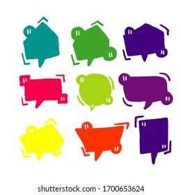 hand drawn Quotes frames. Quote remark, mention quotations frame and text template. Talk remark quotation frames, citation memo or dialog box bubble. doodle art vector