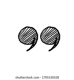 hand drawn Quotes icons. Quote marks comma, speech excerpt remark icon and citation commas or speech quotation mark.