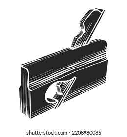 Hand drawn rabbet plane icon woodworking tool vector illustration