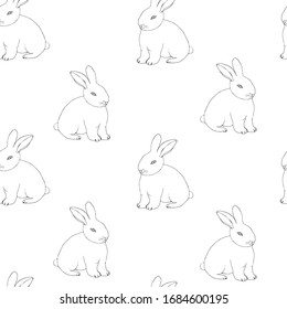 Hand drawn rabbit. Animal pattern for design.