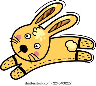 Hand drawn rabbit character illustration, vector
