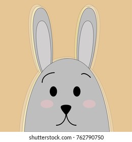 Hand drawn rabbit. Cute cartoon character. Funny animal. Love Greeting card. Flat baby design style a hare. White background. Isolated. children Vector.