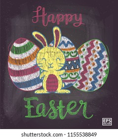 hand drawn of rabbit and egg or easter themed